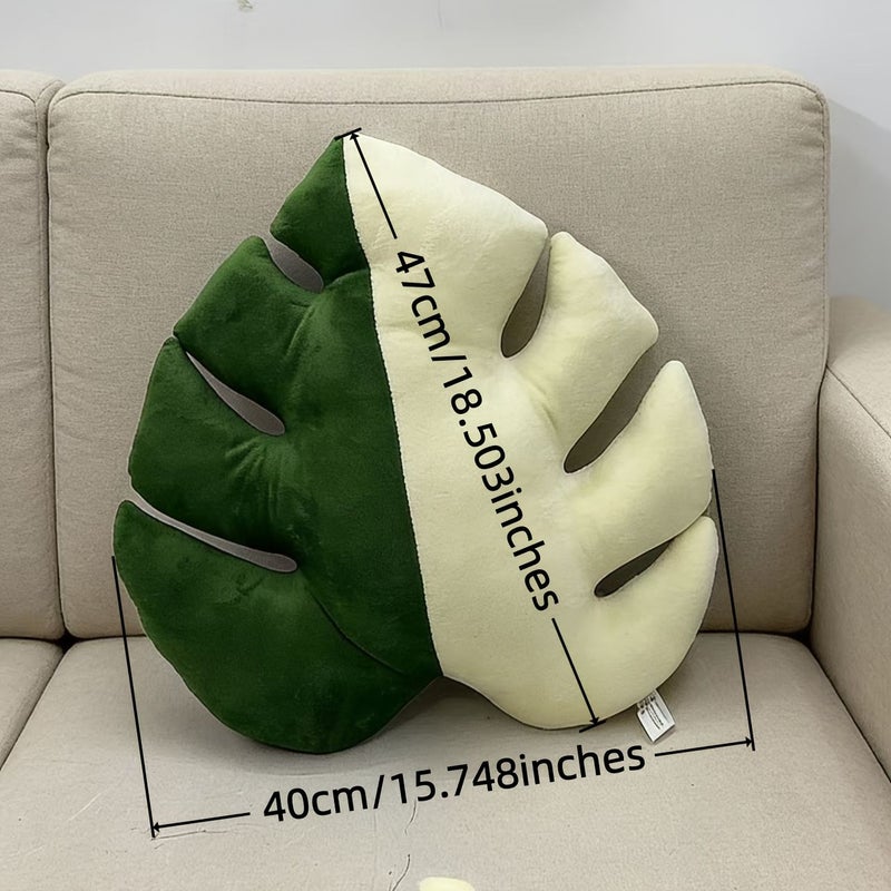 Monstera Leaf Plush Cushion Decorative Pillow For Sofa Bed Living Space Home W Decor - Image 3