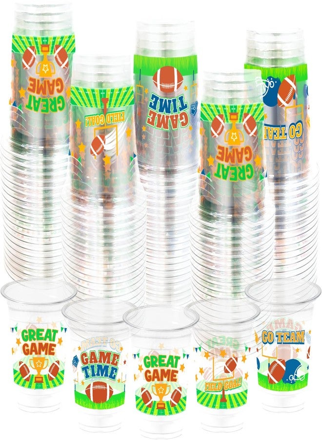 WorldBazaar 100 Pack Football Plastic Cups 12oz Football Disposable Party Cups for Sport Themed Game Event Birthday Party Decorations - Image 2