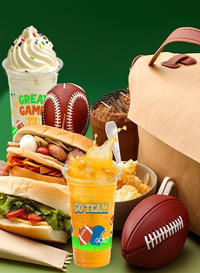WorldBazaar 100 Pack Football Plastic Cups 12oz Football Disposable Party Cups for Sport Themed Game Event Birthday Party Decorations - Image 5