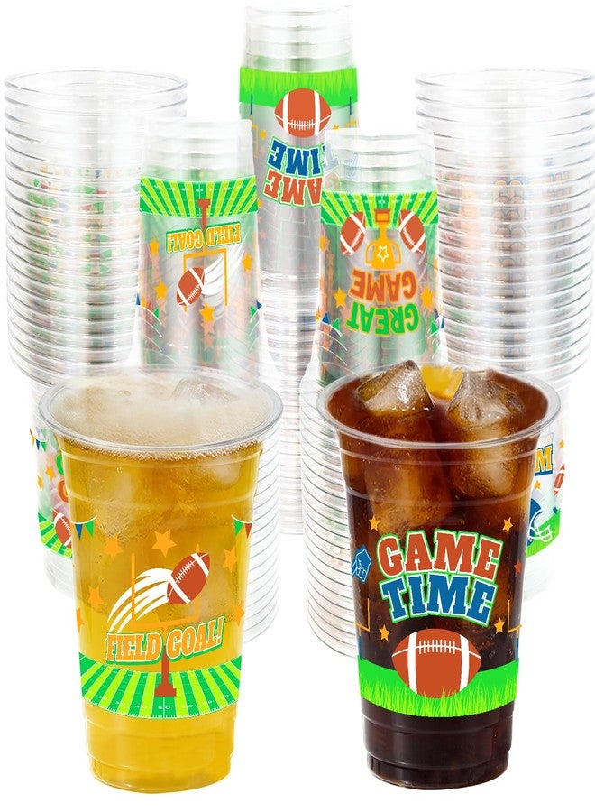 WorldBazaar 100 Pack Football Plastic Cups 12oz Football Disposable Party Cups for Sport Themed Game Event Birthday Party Decorations - Image 1