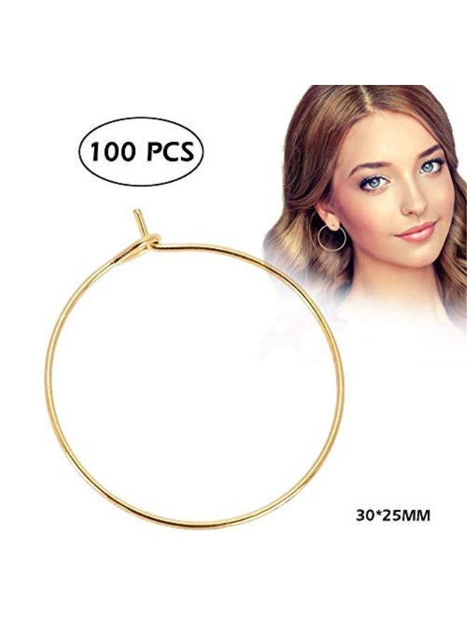 klarako 100 Hypoallergenic Steel Circle Earring Loops Wine Glass Big Round Party Earring Hoop Ring Set Jewelry Findings (Gold 3025MM)  - Image 3