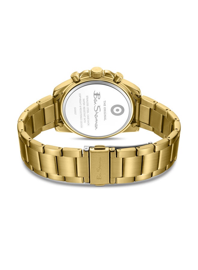 Ben Sherman Liverpool  White Dial Gold Stainless Steel Bracelet Chronograph Watch for Men, 44mm - Image 3