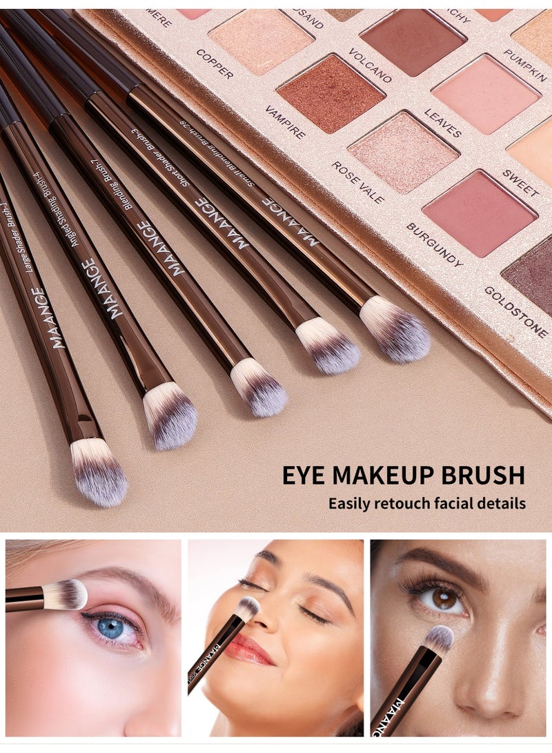 MAANGE 21Pcs Professional Makeup Brushes with Storage Case, Premium Synthetic Face Foundation Powder Blush Eyeshadow Blending Eye Brush Set Travel Makeup Brushes Set(Brown) - Image 2