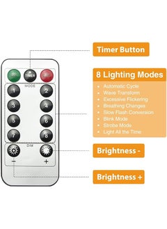 إيروريكس مجموعة من 2 قطعة من مصابيح Fairy Lights بطول 32.8 قدم، 100 مصباح LED متلألئ يعمل بالبطارية مع جهاز تحكم عن بعد بـ 8 أوضاع توقيت وقابلية التعتيم لغرف النوم والديكور الداخلي والخارجي، لون أبيض دافئ بطول 10 أمتار، مجموعة من 2 قطعة  - Image 3