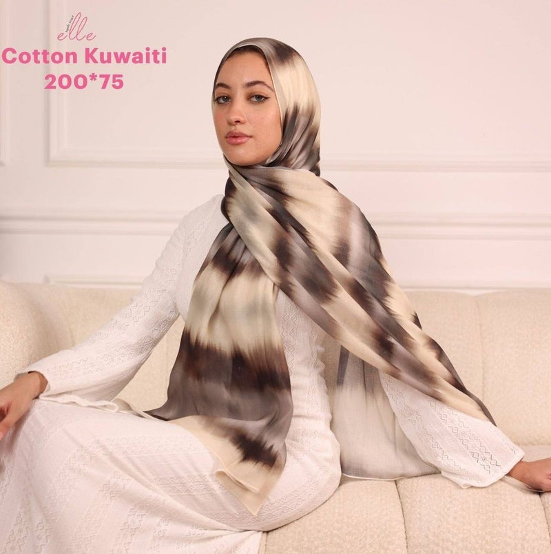 طرحة وشاح حجاب إسلامي قطن كويتي فاخر للنساء – للمناسبات والاستخدام اليومي – مقاس 200 × 75 سم