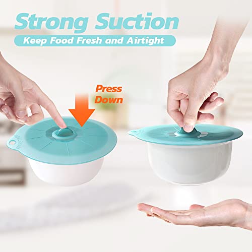 Andyken Silicone Lids for Food Storage - Silicone Bowl Covers Pot Lids BPA Free Suction Lids Silicone Microwave Cover Pot Covers for Cups Bowls Pots Pans Oven Fridge - Image 3