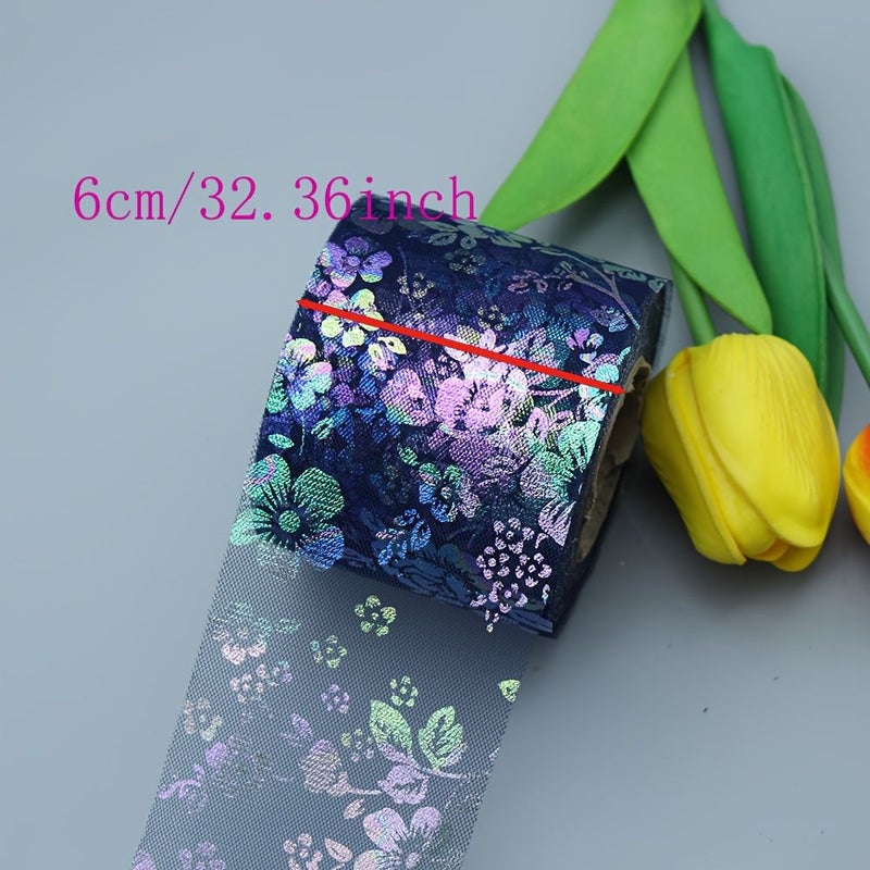 Pink Iridescent Gradient Printed Mesh Ribbon Roll 3 Yards for Gift Wrapping and Bow Making Accessories - Image 5