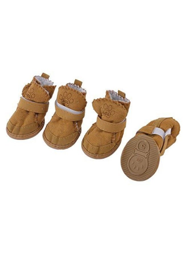 URBEST Detachable Closure Puppy Dog Shoes Booties Boots Brown 2 Pairs M Brown dg201701010 - Image 2