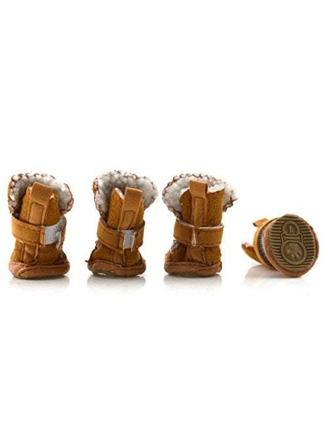 URBEST Detachable Closure Puppy Dog Shoes Booties Boots Brown 2 Pairs M Brown dg201701010 - Image 4