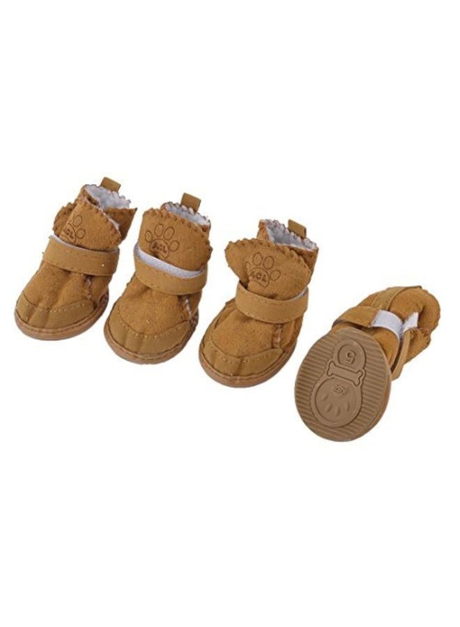 URBEST Detachable Closure Puppy Dog Shoes Booties Boots Brown 2 Pairs M Brown dg201701010 - Image 1