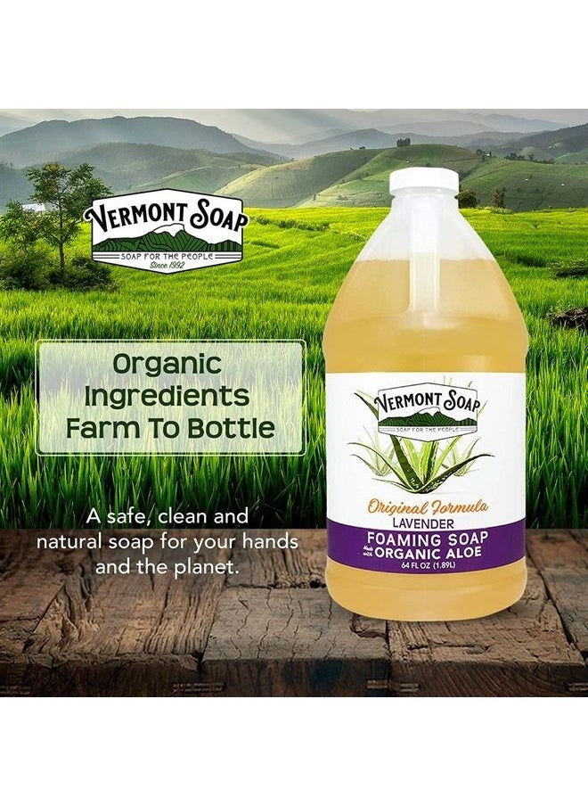vermont soap - Organic Lavender Foaming Hand Soap - Natural Moisturizing Soap for Dry Skin - Fragrance Free Liquid Bathroom Hand Soap - Lavender- 64 oz - Image 1