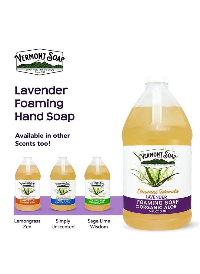 vermont soap - Organic Lavender Foaming Hand Soap - Natural Moisturizing Soap for Dry Skin - Fragrance Free Liquid Bathroom Hand Soap - Lavender- 64 oz - Image 1