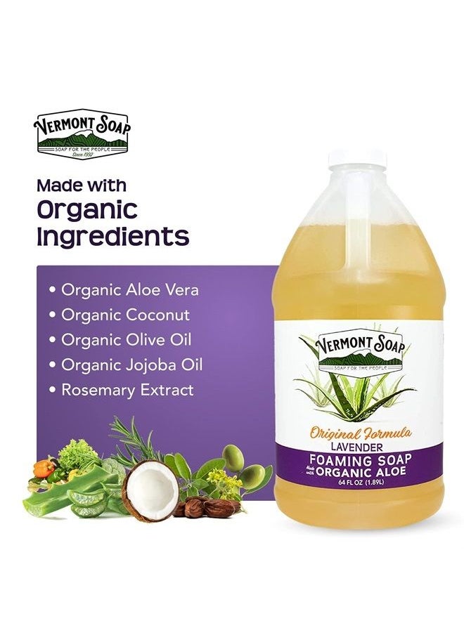 vermont soap - Organic Lavender Foaming Hand Soap - Natural Moisturizing Soap for Dry Skin - Fragrance Free Liquid Bathroom Hand Soap - Lavender- 64 oz - Image 1