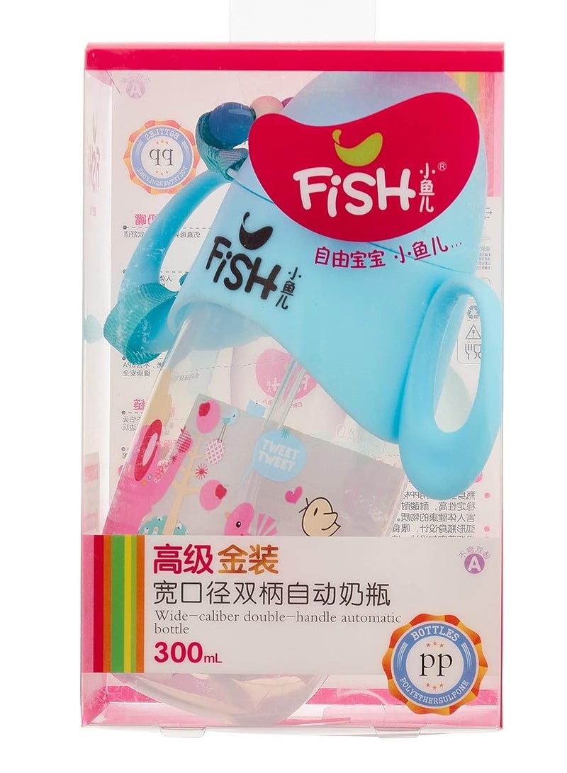 فيش ببرونة رضاعة ليتل فيش  مقابض وسلسلة، سعة 300 مل - أزرق - Image 4