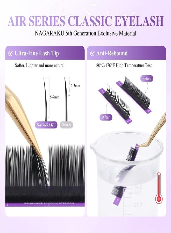 NAGARAKU Individual Eyelash Extensions, Volume & Classic Lashes 5th Generation Soft Natural Beauty Salon Professional Anti-rebound Single Lash Extension Supplies 16 Rows -0.07 C Curl 11mm - Image 2