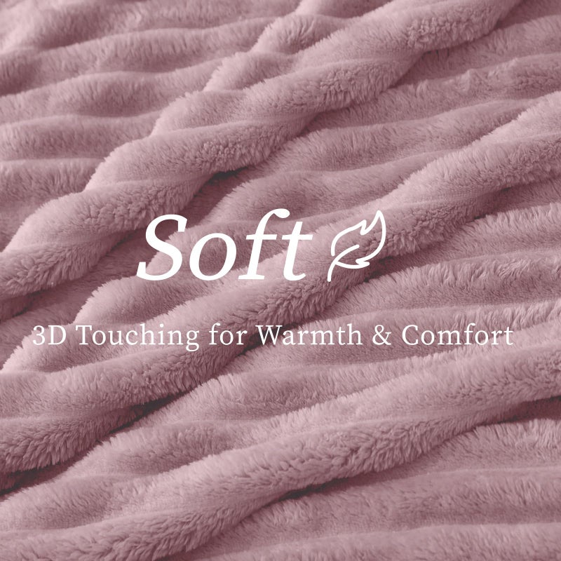BEDELITE Twin Blanket for Couch & Bed  300GSM Soft & Warm Fleece Blanket  Decorative and Giftable Striped Berry Purple Blankets for Women  Men  60""x80"" - Image 4