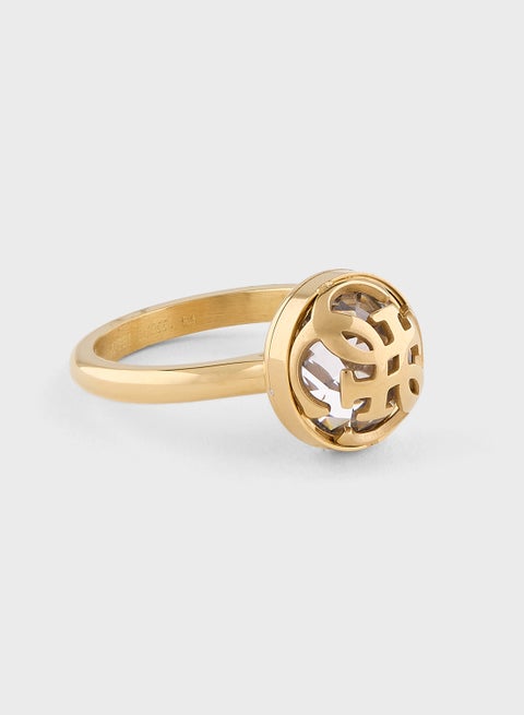 Crystal Detail Single Circle Ring