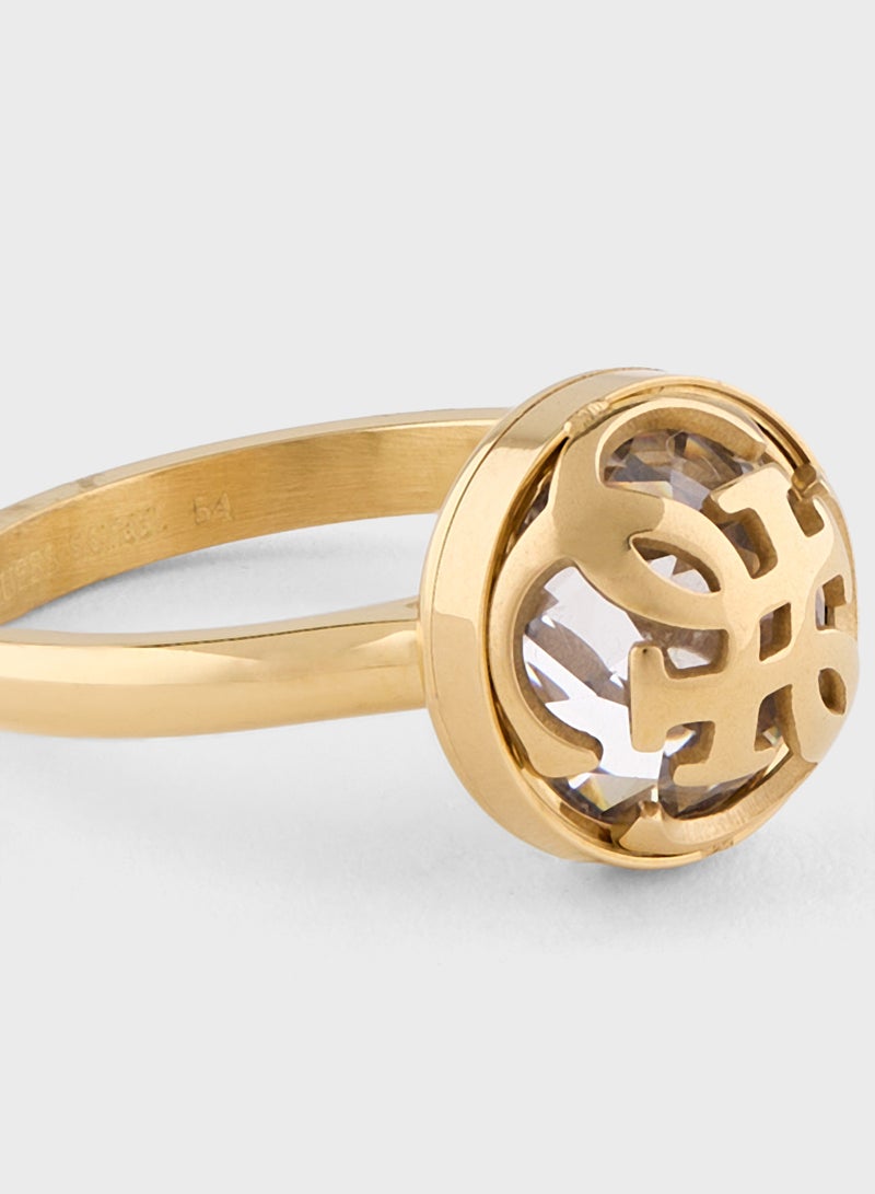 جس خاتم دائري مفرد بتفاصيل كريستالية - Image 4