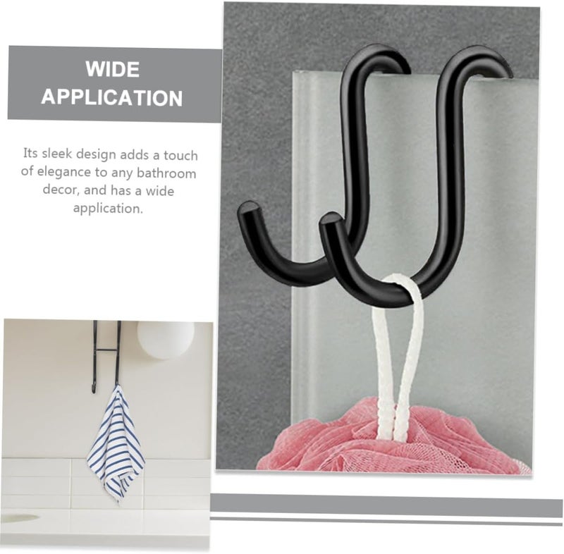 Luxshiny S-Shaped 304 Stainless Steel Hanging Hook Over Shower Door Towel Holder Bathroom Heavy-Duty Black Thickened Rack for Home Organization - Image 3