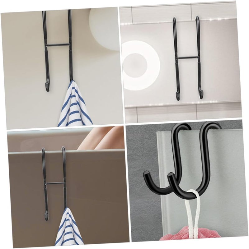 Luxshiny S-Shaped 304 Stainless Steel Hanging Hook Over Shower Door Towel Holder Bathroom Heavy-Duty Black Thickened Rack for Home Organization - Image 5
