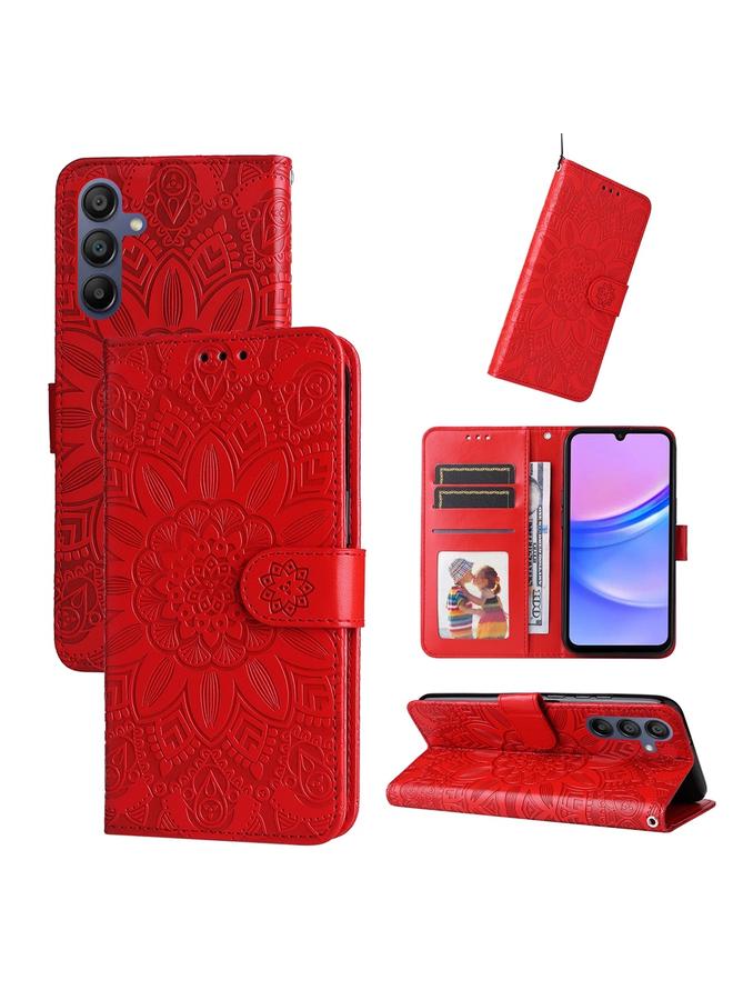 اس-توب جراب لهاتف Samsung Galaxy A16 5G مصنوع من الجلد المنقوش بنقشة عباد الشمس - Image 1