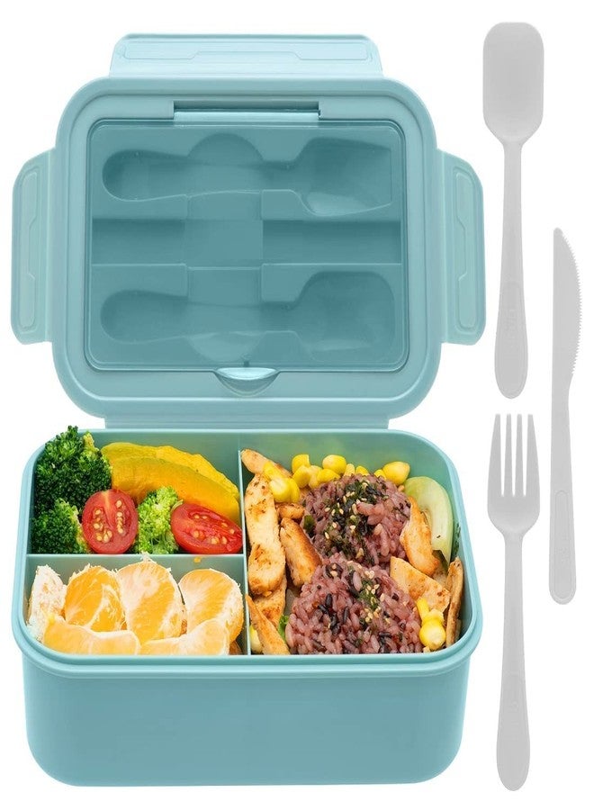 DIKPUL GROUP Lunch Box 3 Compartment Lunch Box with Spoon & Fork, Reusable, BPA Free Food Containers Lunch Box for Adults & Kids, Dishwash Safe, Freezer Safe (Multicolor) - Image 1
