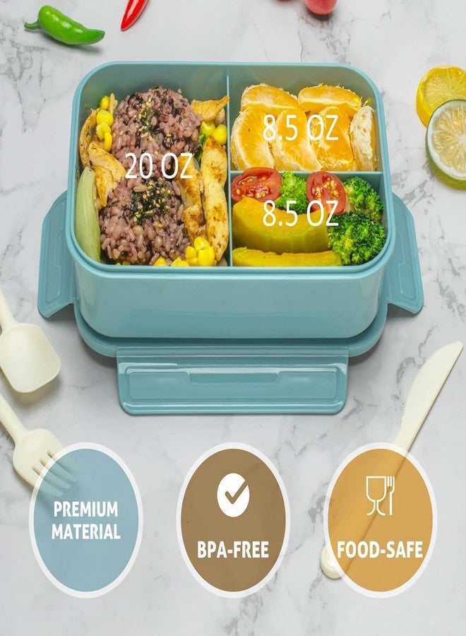 DIKPUL GROUP Lunch Box 3 Compartment Lunch Box with Spoon & Fork, Reusable, BPA Free Food Containers Lunch Box for Adults & Kids, Dishwash Safe, Freezer Safe (Multicolor) - Image 3