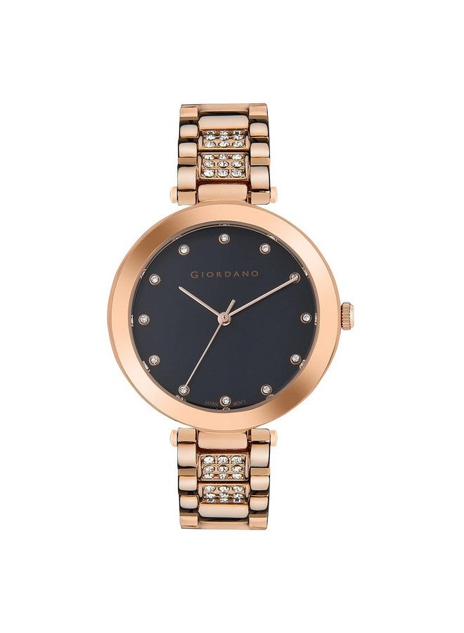 جيوردانو ساعة جيوردانو إليجانزا كوليكشن أنالوج للنساء مع مجموعة متنوعة من الألوان وحزام معدني مرصع بالكريستال لتكمل مظهرك، هدية للنساء - A2037 - Image 1