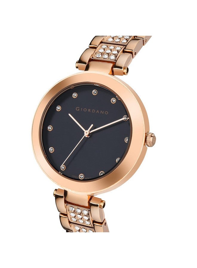 جيوردانو ساعة جيوردانو إليجانزا كوليكشن أنالوج للنساء مع مجموعة متنوعة من الألوان وحزام معدني مرصع بالكريستال لتكمل مظهرك، هدية للنساء - A2037 - Image 3