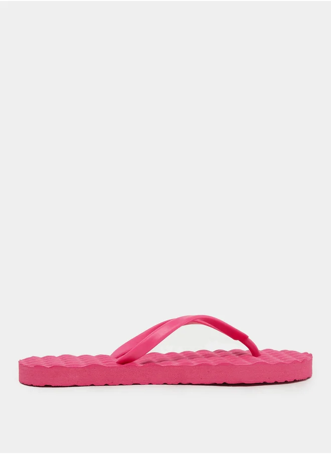 Styli Textured Thong Toe Flip Flops