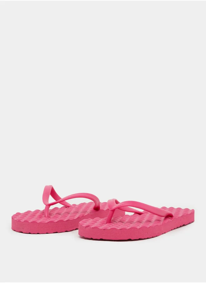 Styli Textured Thong Toe Flip Flops