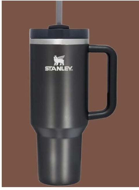 Quencher H2.0 FlowState Vacuum Insulated Tumbler – 40 oz Black Stainless Steel Travel Mug with Lid & Straw, Double-Walled Leakproof Design, Keeps Drinks Hot/Cold for Hours, Durable & Portable – Perfect for Coffee, Water, Smoothies, Iced Tea & On-the-Go Hydration