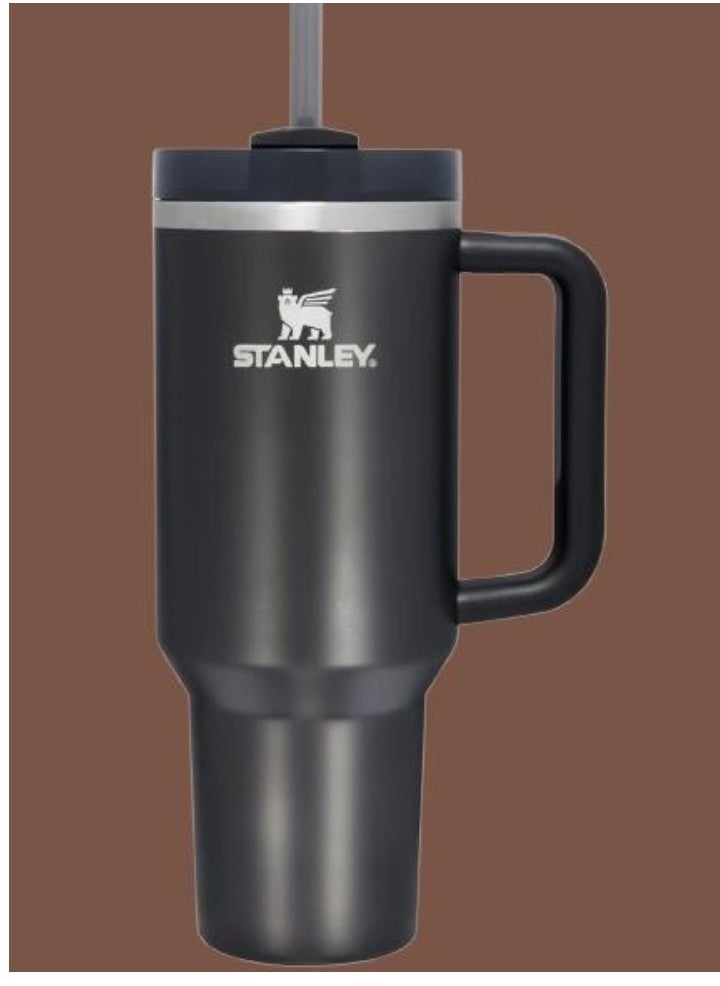 Quencher H2.0 FlowState Vacuum Insulated Tumbler – 40 oz Black Stainless Steel Travel Mug with Lid & Straw, Double-Walled Leakproof Design, Keeps Drinks Hot/Cold for Hours, Durable & Portable – Perfect for Coffee, Water, Smoothies, Iced Tea & On-the-Go Hydration