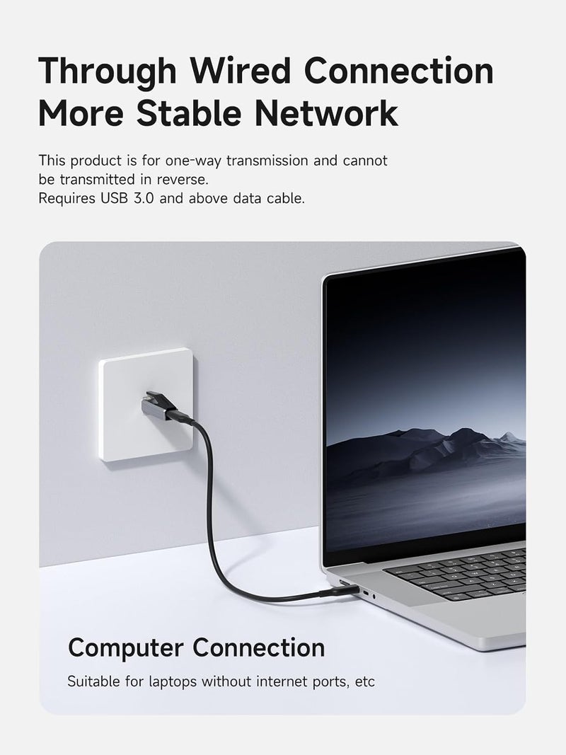 USB C to Ethernet Adapter, Portable 1Gbps Gigabit RJ45 to Type-C (Thunderbolt 4/3 Compatible) Network LAN Hub, Compatible for MacBook Pro/Air, iPhone 16 Pro/Max, iPad Pro, XPS - Image 3