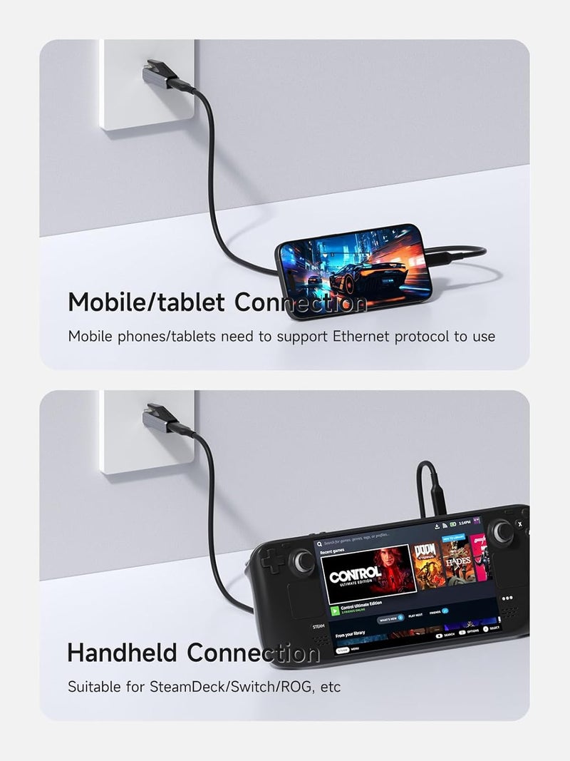 USB C to Ethernet Adapter, Portable 1Gbps Gigabit RJ45 to Type-C (Thunderbolt 4/3 Compatible) Network LAN Hub, Compatible for MacBook Pro/Air, iPhone 16 Pro/Max, iPad Pro, XPS - Image 4
