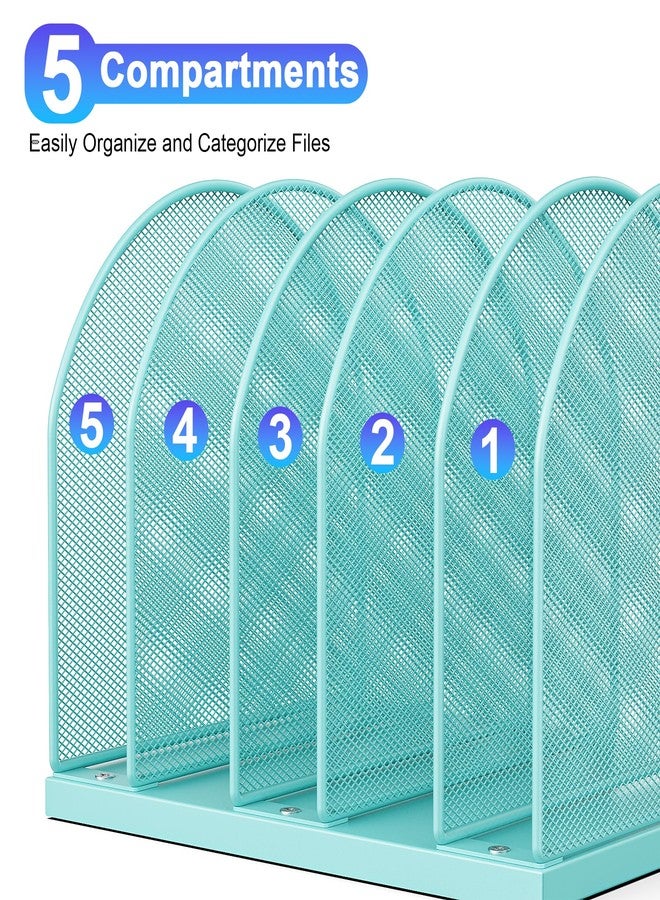 gianotter Desktop File Organizer, Desk Organizer with 5 Compartments, Paper Organizer for Desk, Workspace Organizers for Office Supplies (Blue) - Image 5