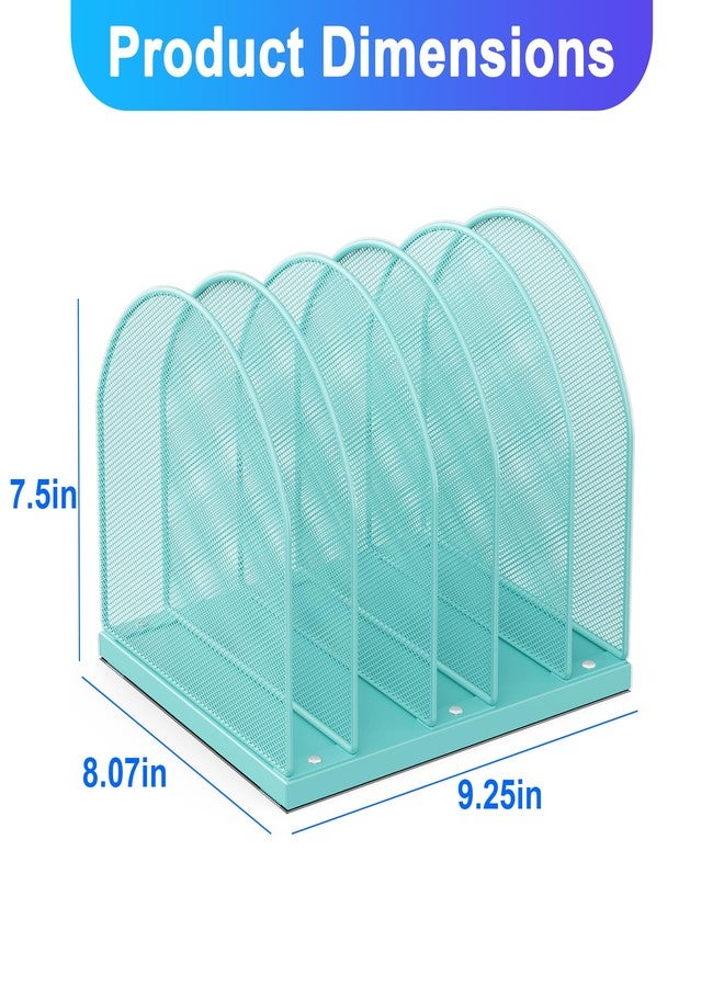 gianotter Desktop File Organizer, Desk Organizer with 5 Compartments, Paper Organizer for Desk, Workspace Organizers for Office Supplies (Blue) - Image 3
