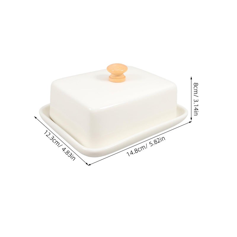 White Ceramic Butter Dish with Lid for Kitchen Countertop Organization and Parties - Image 3