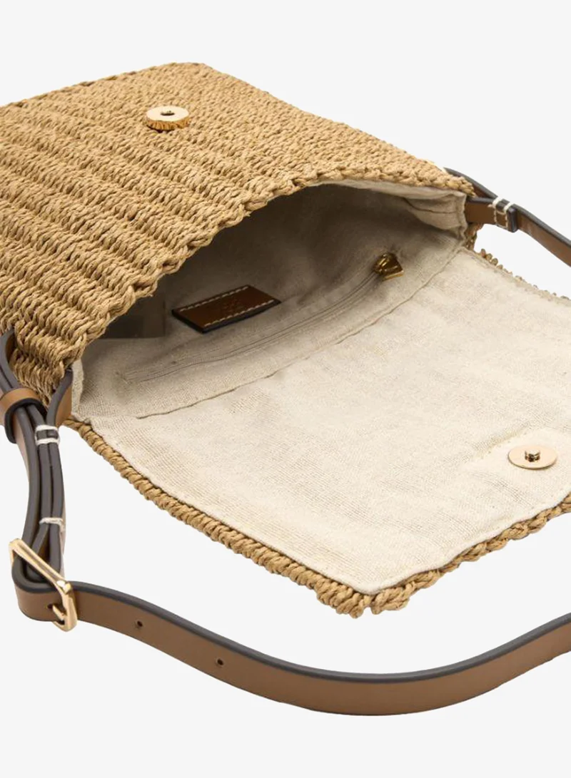 Parfois Beige Crossbody Bag With Straw Effect for Women | Best Price UAE