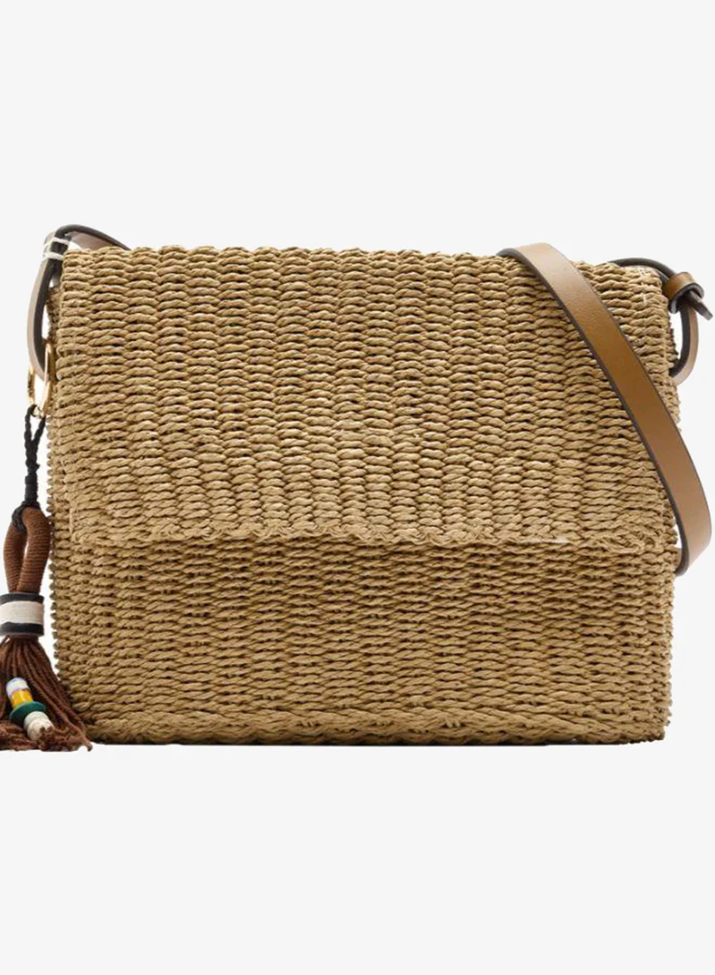 PARFOIS Crossbody Bag With Straw Effect