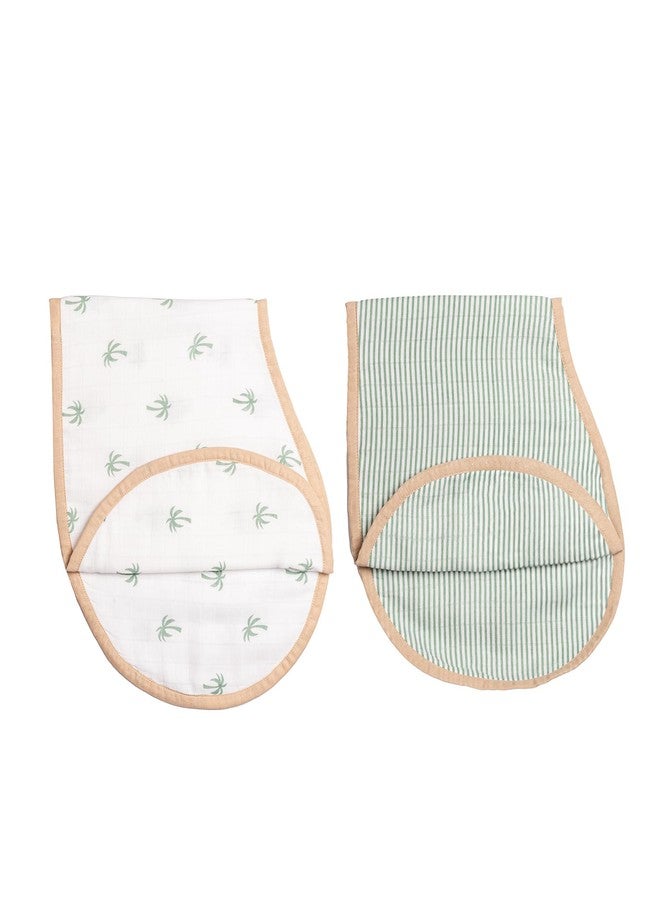 Masilo 100% Organic Muslin Burp Cloth & Bib for Newborn Baby/Ultrasoft Large Reusable Bib/Absorbent & Soft Burp Cloth for Teething Babies (2 x Burp Cloth) - Palm - Image 3