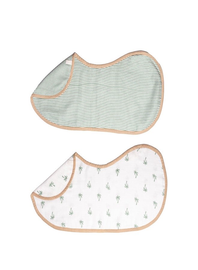 Masilo 100% Organic Muslin Burp Cloth & Bib for Newborn Baby/Ultrasoft Large Reusable Bib/Absorbent & Soft Burp Cloth for Teething Babies (2 x Burp Cloth) - Palm - Image 2