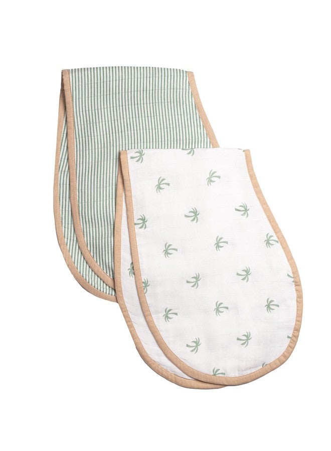 Masilo 100% Organic Muslin Burp Cloth & Bib for Newborn Baby/Ultrasoft Large Reusable Bib/Absorbent & Soft Burp Cloth for Teething Babies (2 x Burp Cloth) - Palm - Image 1