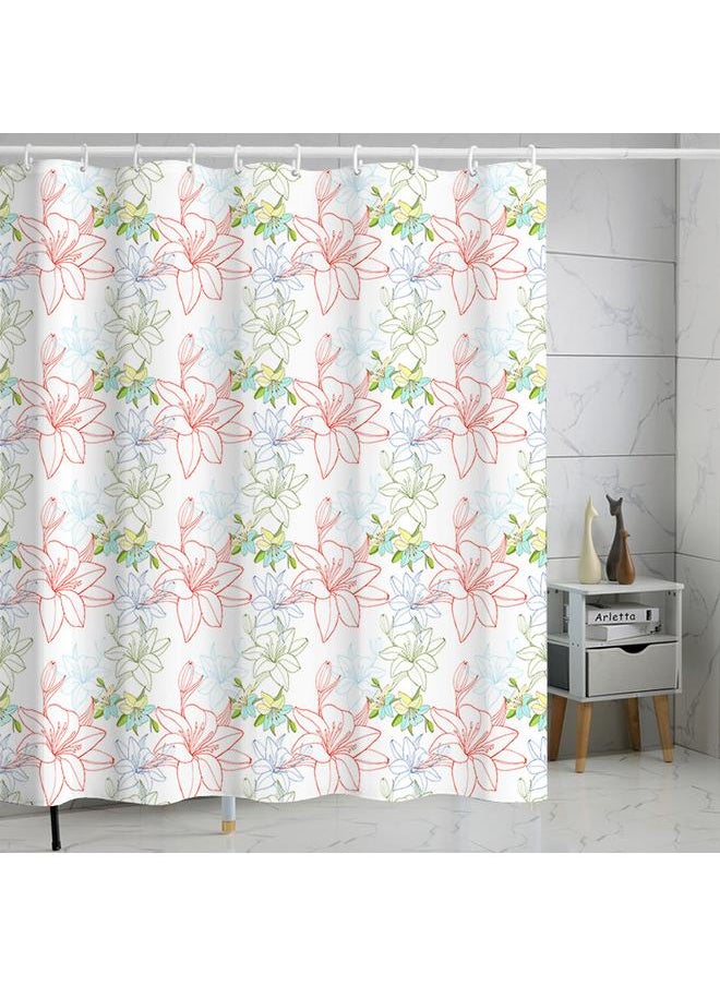 Bluejw Polyester Shower Curtain  Explosions Flowers And Plants Watercolor Bathroom Four-piece Dry And Wet Separation Isolation Waterproof Bath  - Image 1