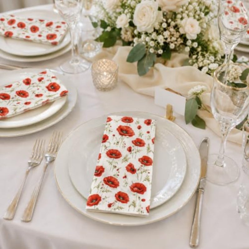 40Pcs Flower Guest Napkins Floral Theme Party Paper Napkins Disposable Set Rose Magnolia Paper Luncheon Napkins for Wedding, Theme Party, Birthday, Holiday Dinner Party Supplies - Image 5