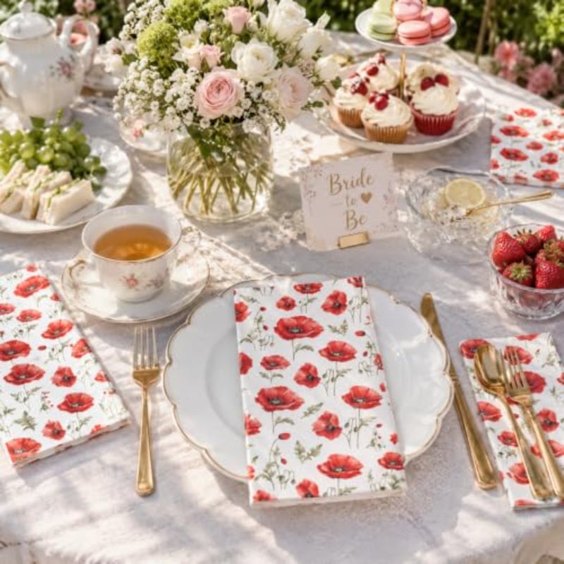 40Pcs Flower Guest Napkins Floral Theme Party Paper Napkins Disposable Set Rose Magnolia Paper Luncheon Napkins for Wedding, Theme Party, Birthday, Holiday Dinner Party Supplies - Image 4