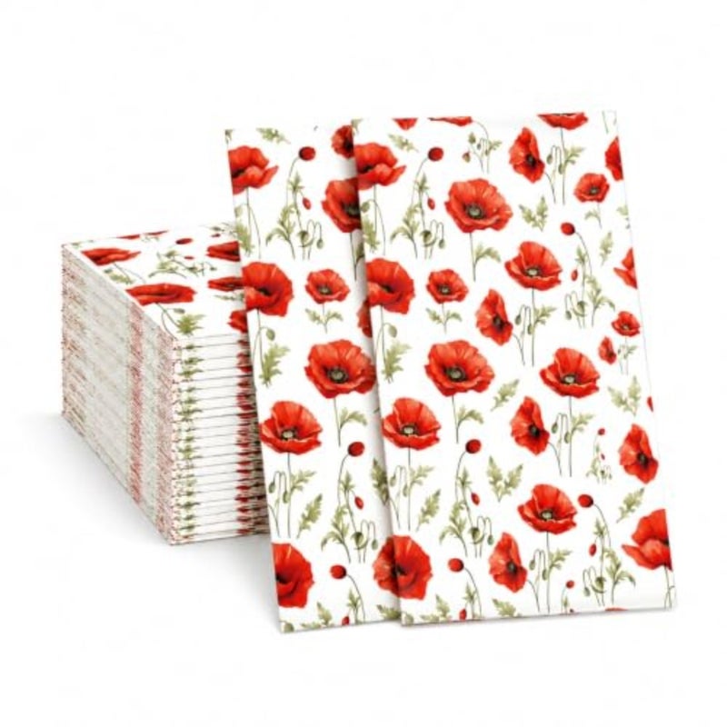 40Pcs Flower Guest Napkins Floral Theme Party Paper Napkins Disposable Set Rose Magnolia Paper Luncheon Napkins for Wedding, Theme Party, Birthday, Holiday Dinner Party Supplies - Image 1