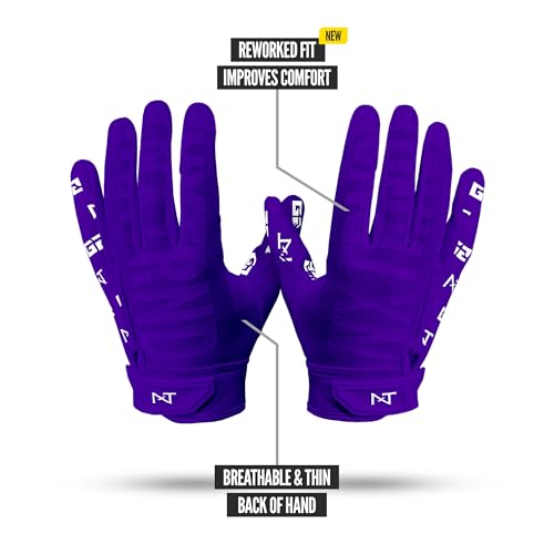 NXT NXTRND Nxtrnd G2 Pro Football Gloves, Men's Ultra Sticky Elite Receiver Gloves (Purple, Small) - Image 3