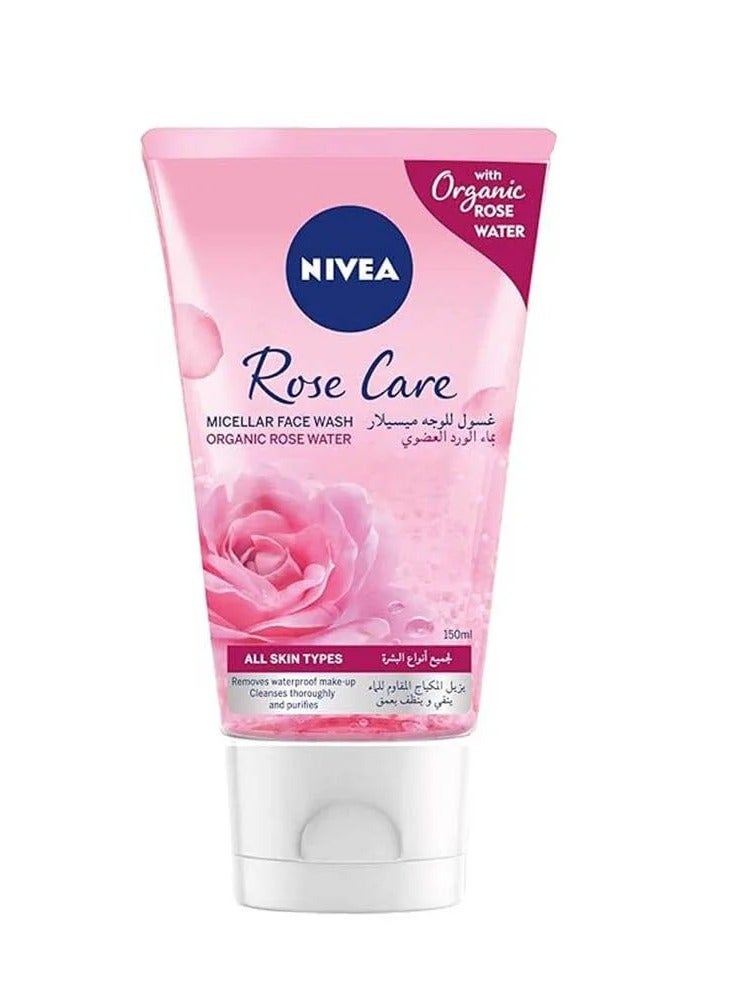 Nivea Micellar Rose Water Face Wash For All Skin Types 150ml - Image 1