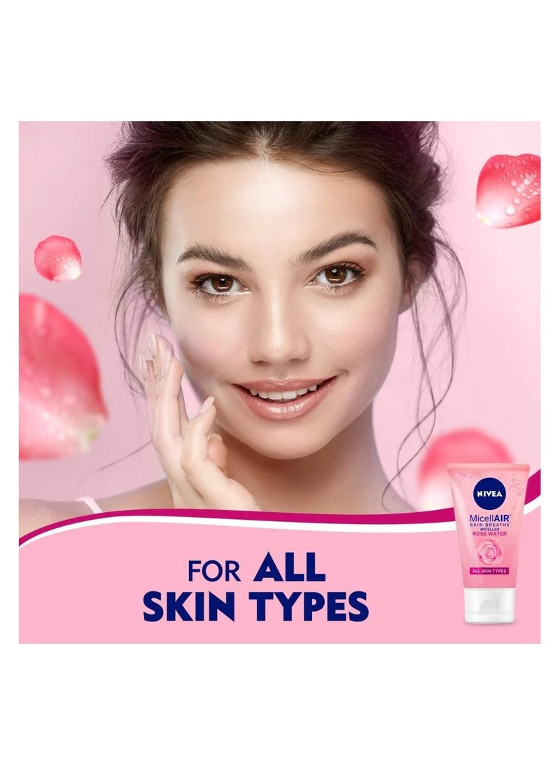 Nivea Micellar Rose Water Face Wash For All Skin Types 150ml - Image 4